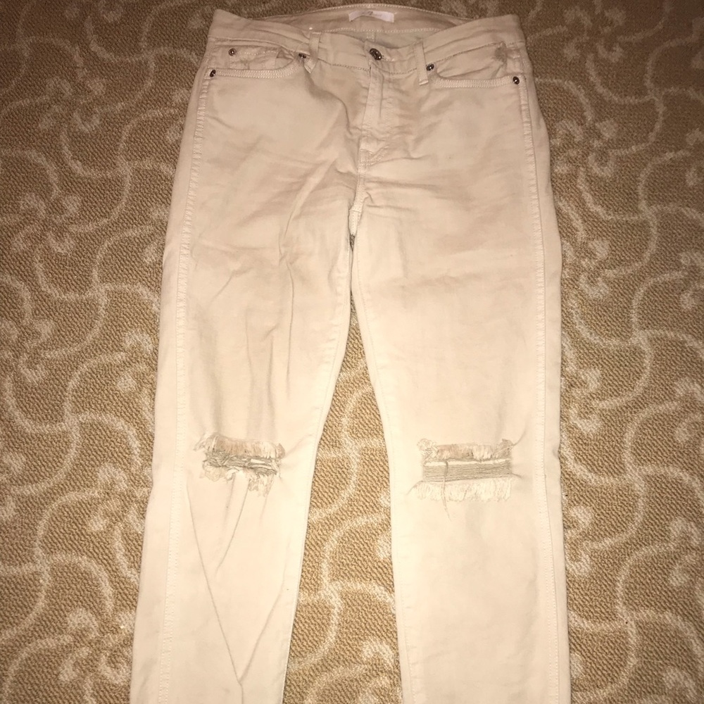 7 For All Man Kind Tan Ripped Jeans